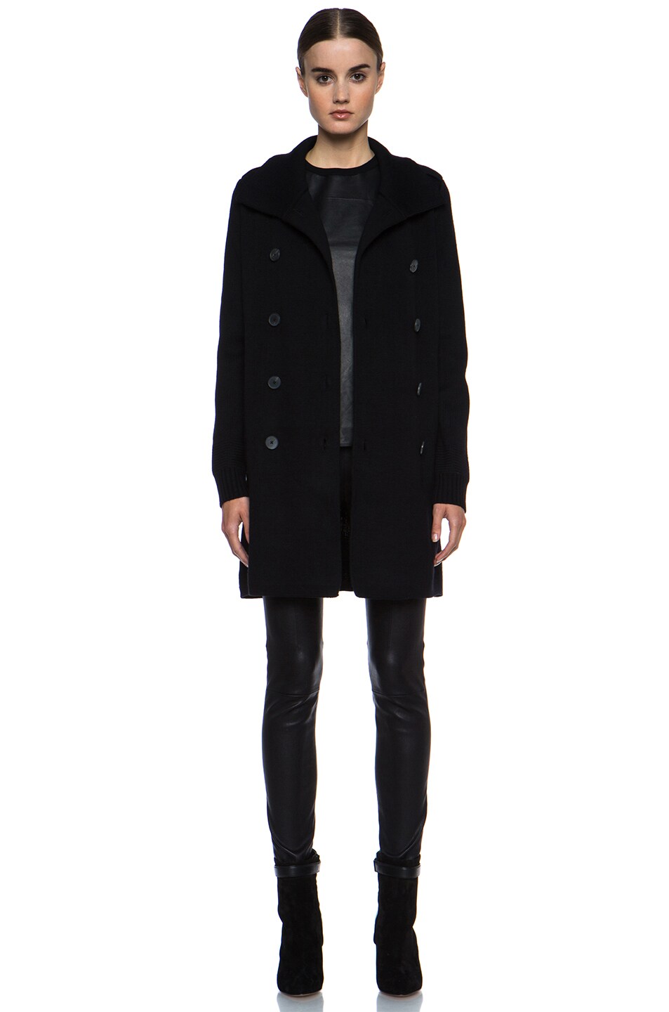 Image 1 of Vince Milano Knit Trench in Black