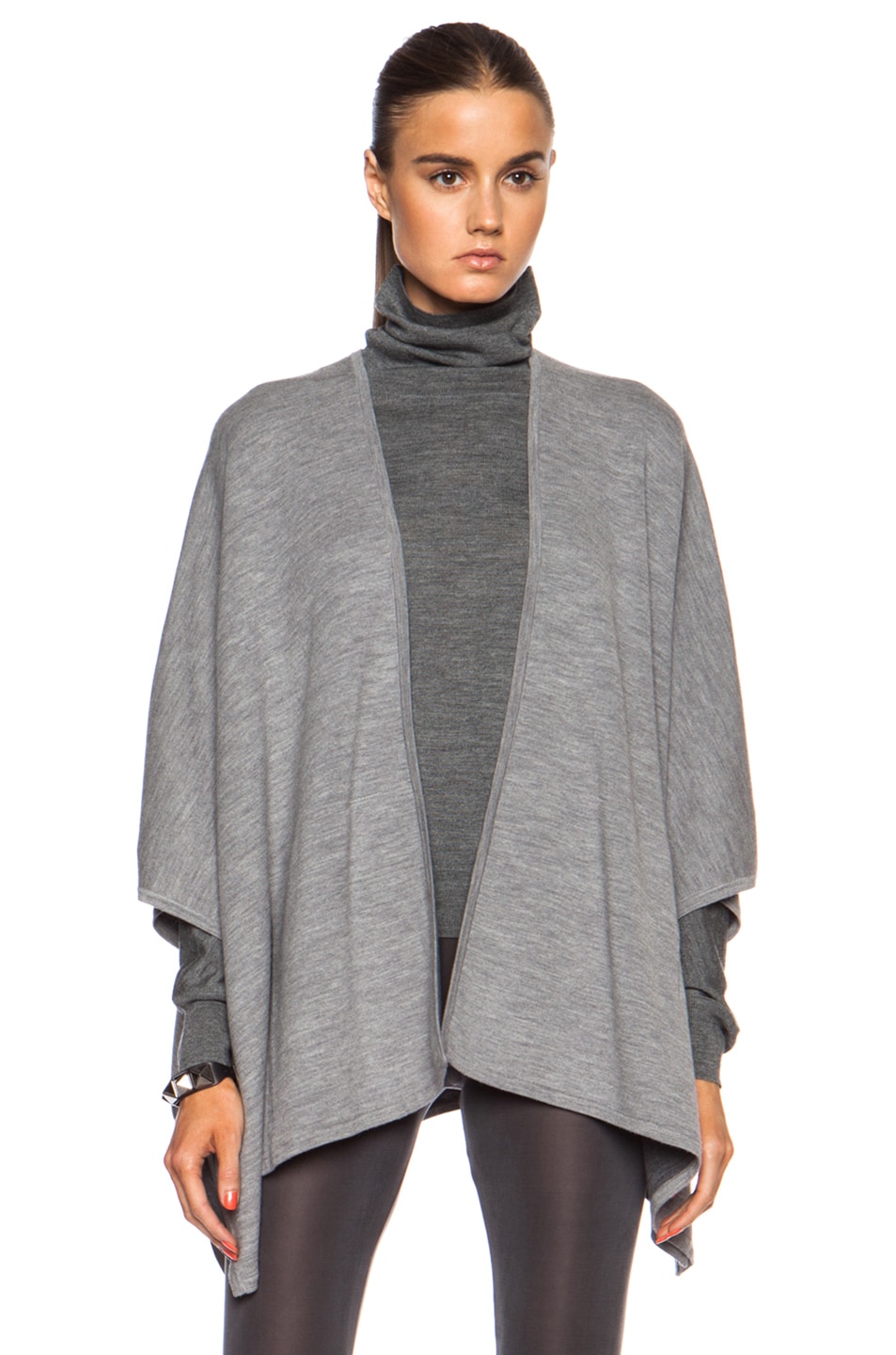 Image 1 of Vince Double Face Wool-Blend Poncho in Medium Heather Grey Combo