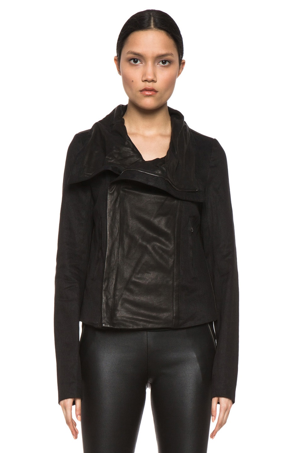Vince Shawl Collar Leather Jacket in Black | FWRD