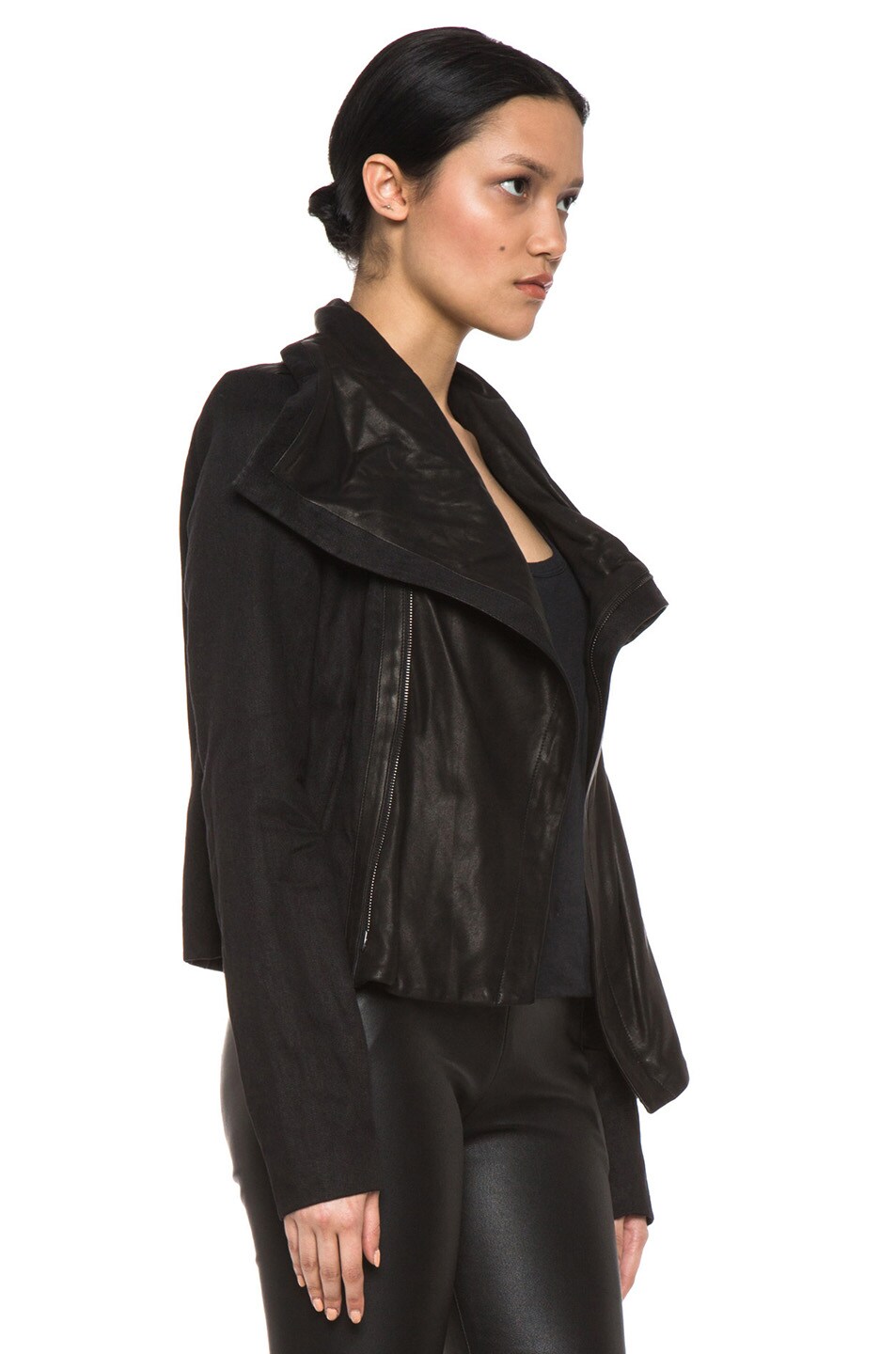 Vince Shawl Collar Leather Jacket in Black | FWRD