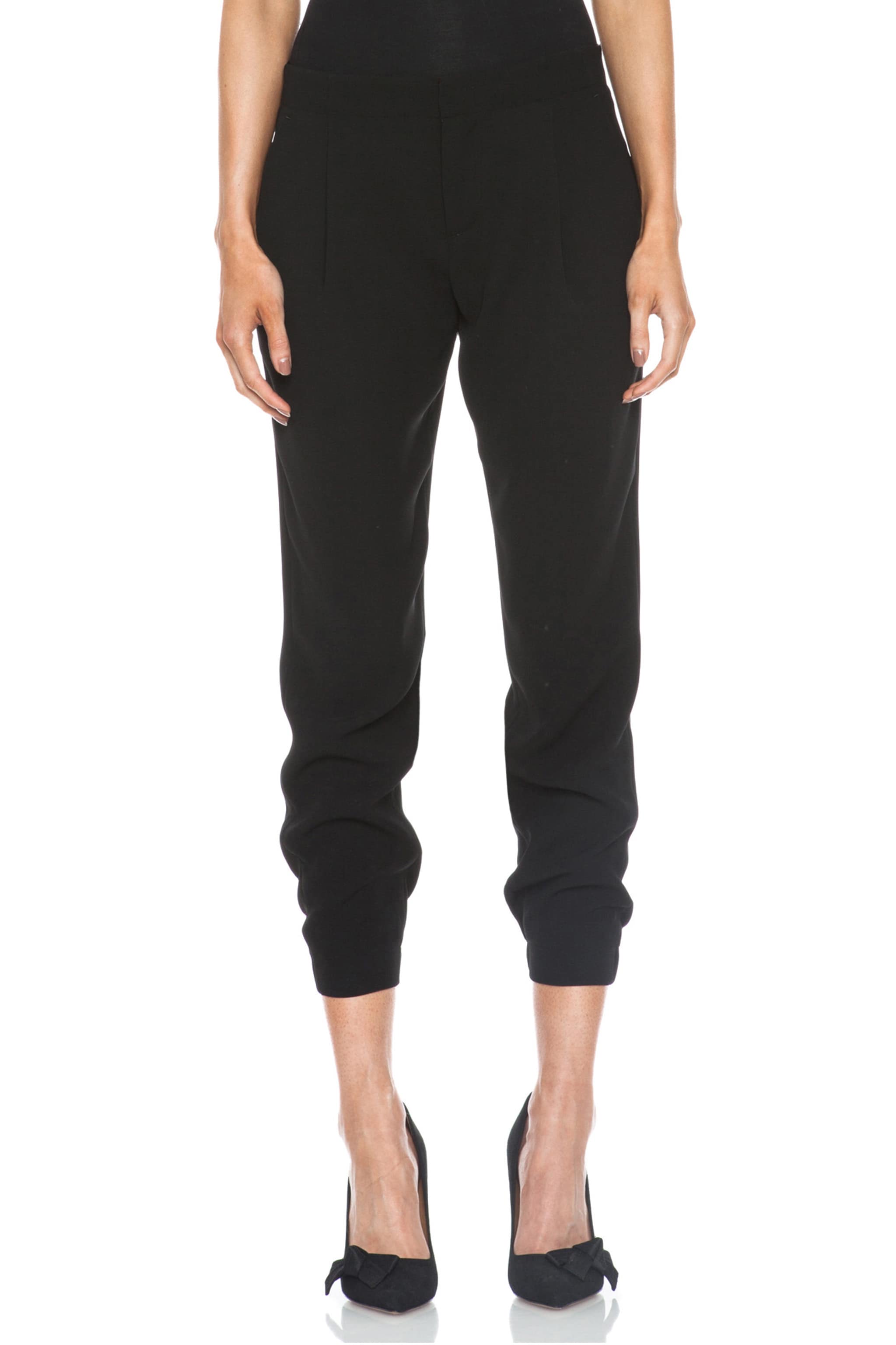 Image 1 of Vince Waistband Inset Poly Harem Pant in Black