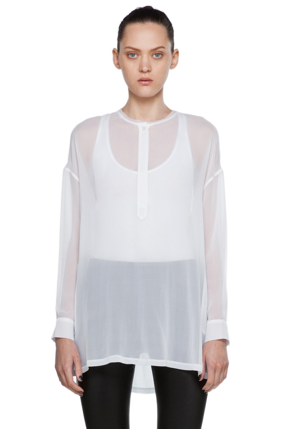 Image 1 of Vince Half Placket Blouse in White