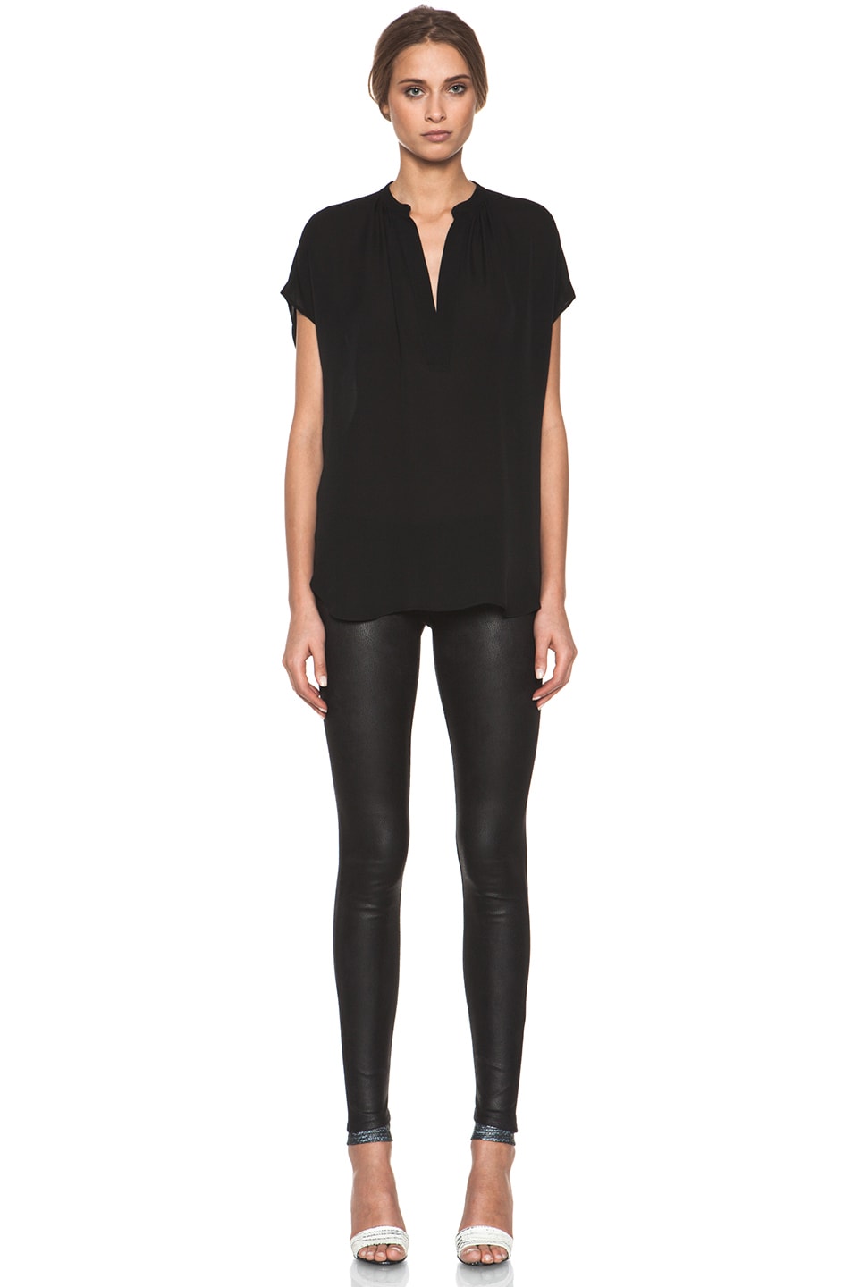 Vince Cap Sleeve 'Popover' Blouse in Black | FWRD