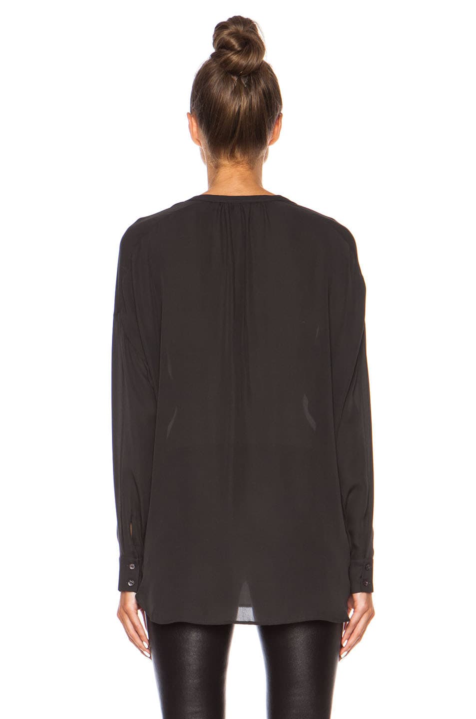 Vince Popover Silk Blouse in Pewter | FWRD