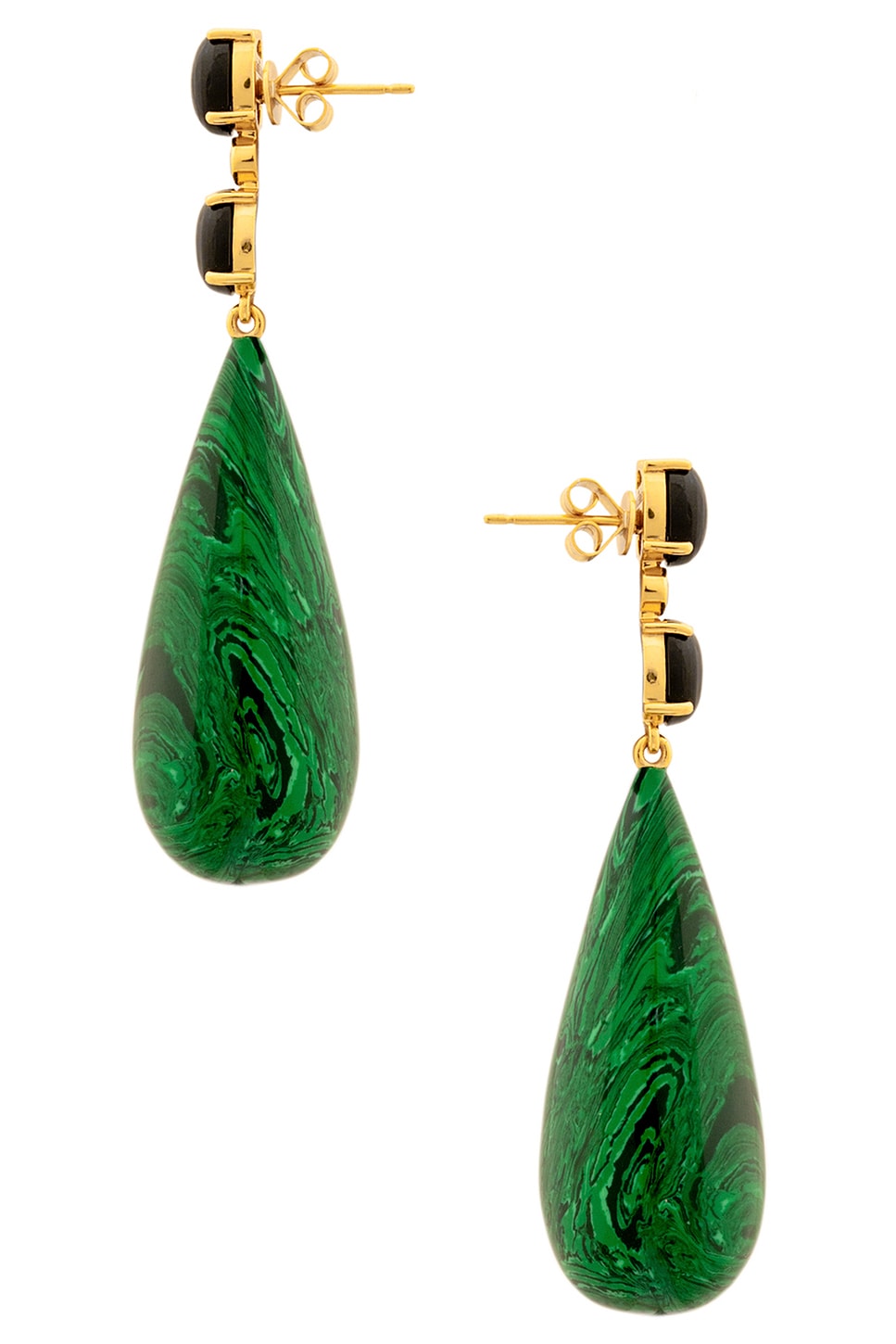 Image 1 of VALERE Alexa Earrings in Black Onyx, Malachite, & Crystal
