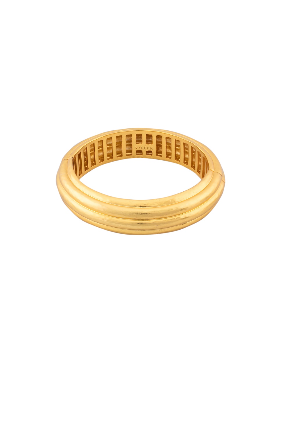 Ribbed Bangle Bracelet in Metallic Gold