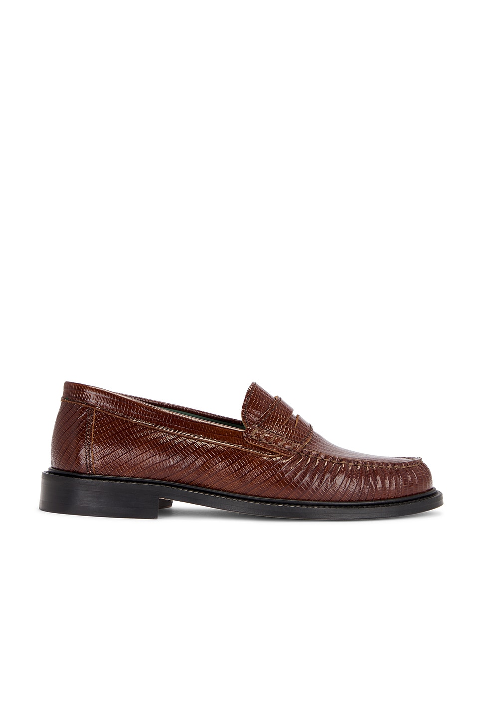 Shop Vinny's Yardee Mocassin Loafer In Brown Lizzard Pattern