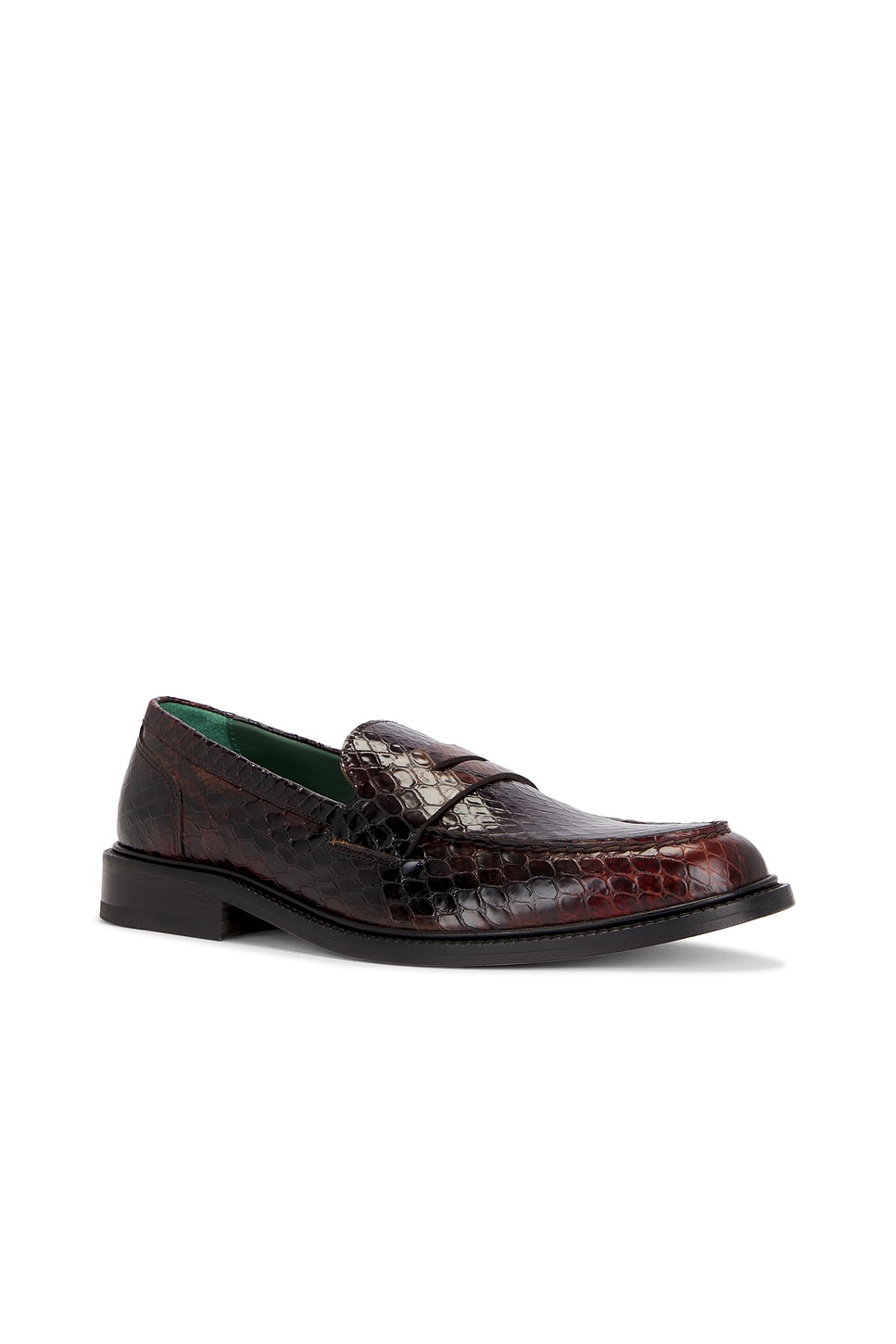 Shop Vinny's Townee Penny Loafer In Dark Brown Python Pattern