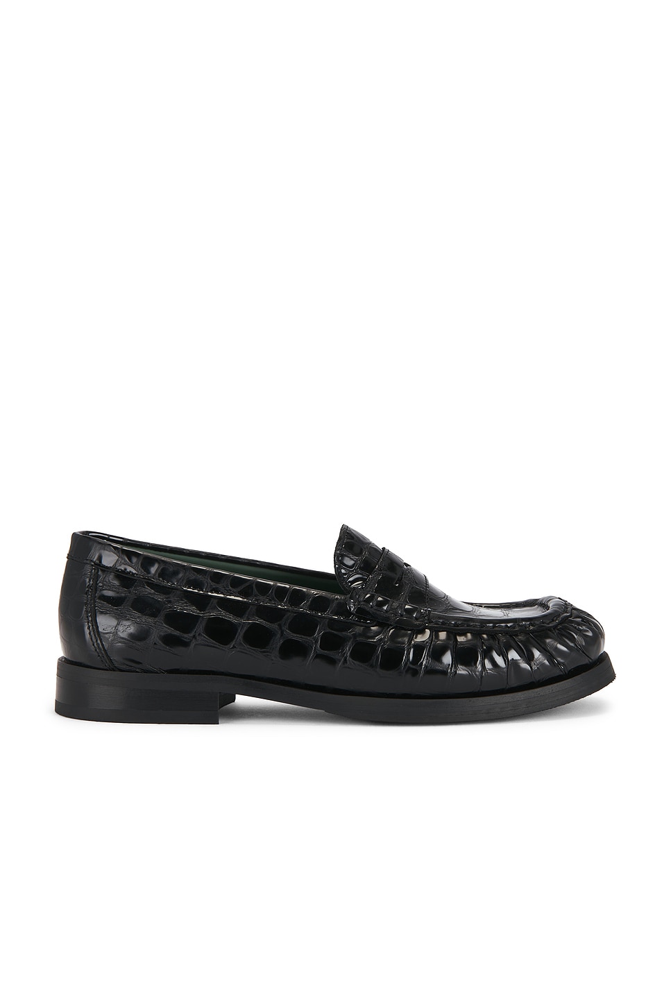 Image 1 of Vinny's Ogee Penny Loafer in Black Glossy Croc Leather