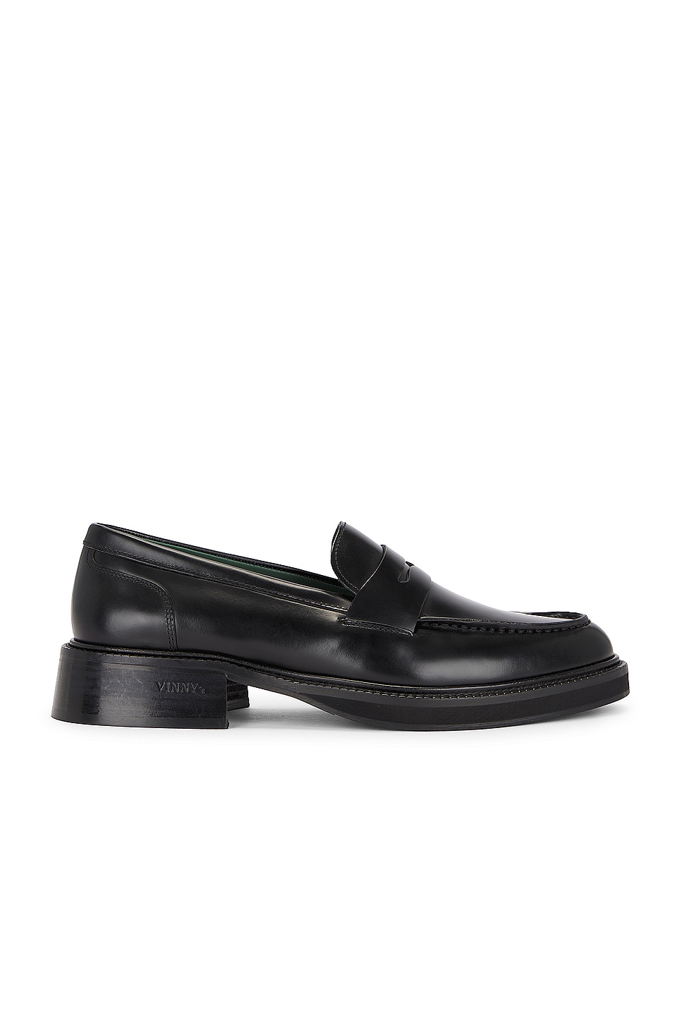 Image 1 of Vinny's Heeled Townee Penny Loafer in Polido Leather Black