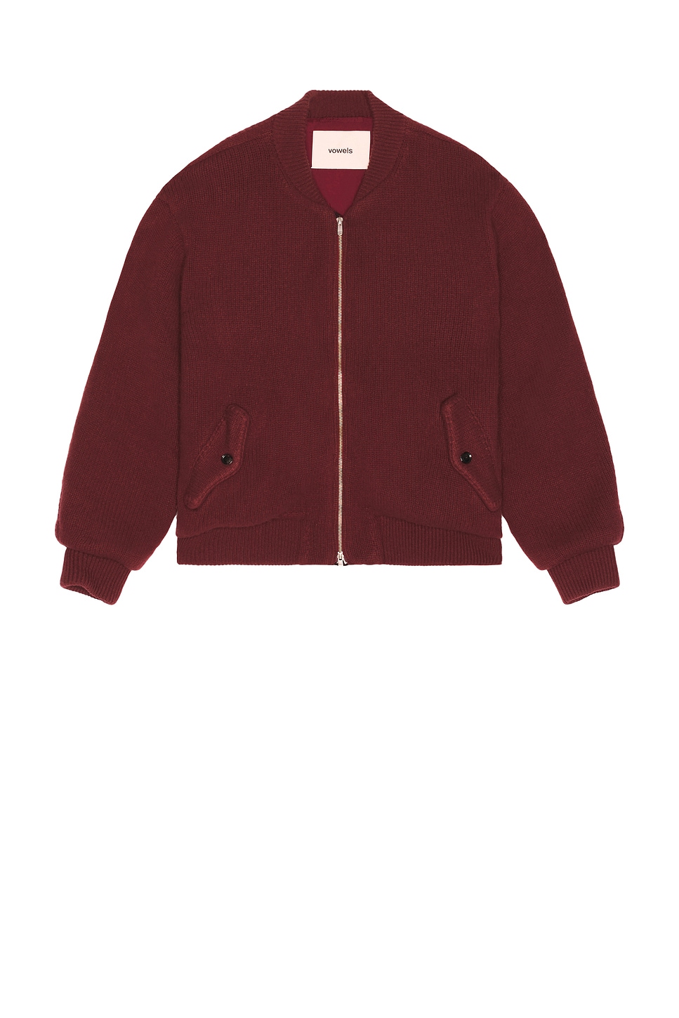 Image 1 of vowels Knitted Bomber Jacket in Madame Red