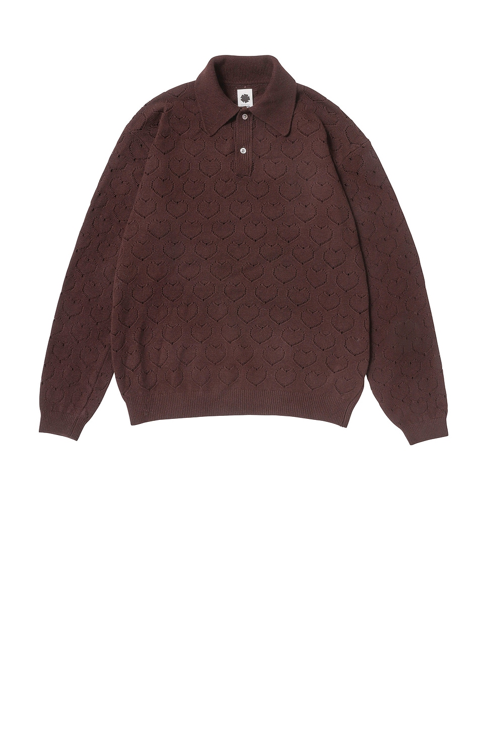 Image 1 of vowels Eyelet Polo in Dark Tobacco
