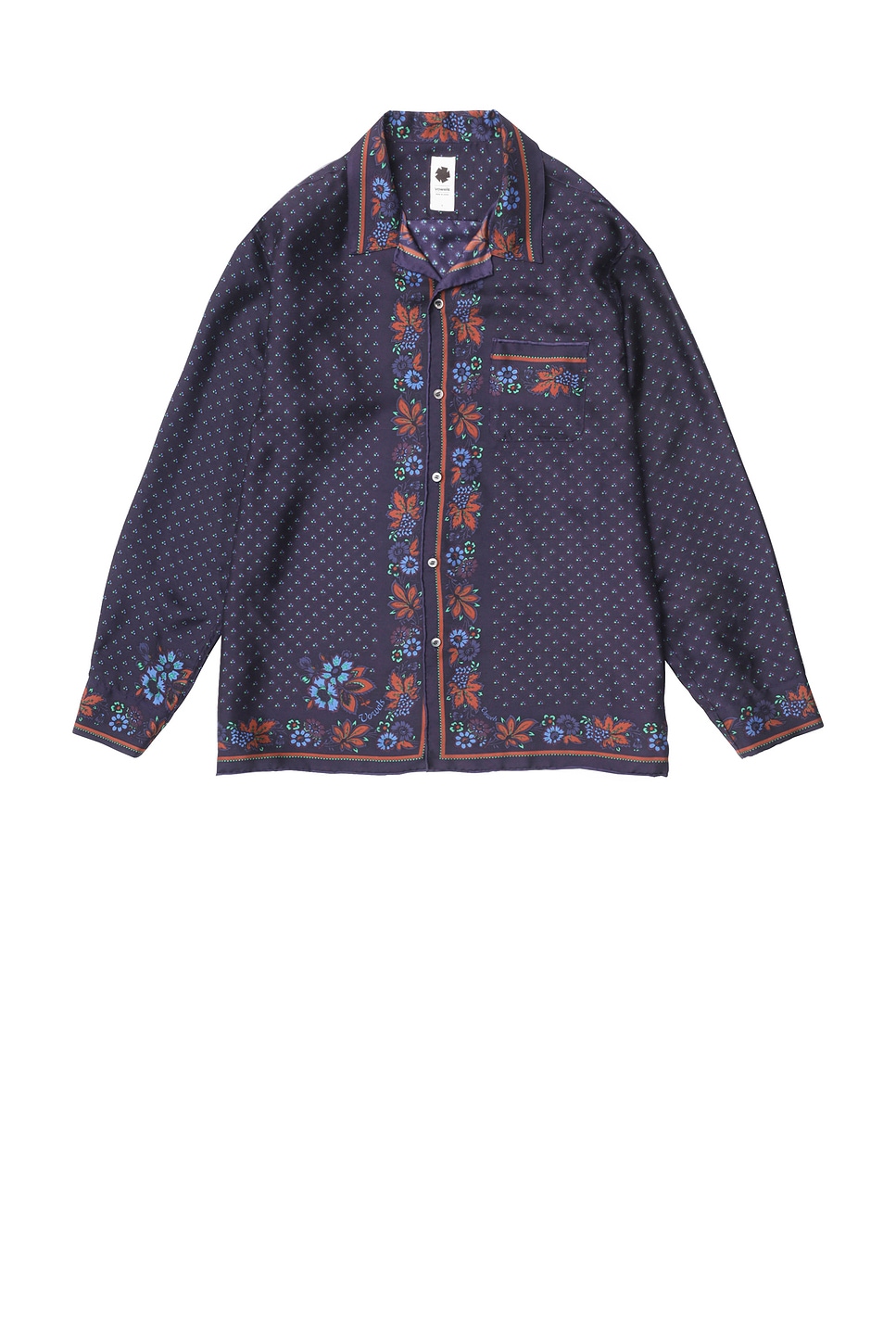 Image 1 of vowels Long Sleeve Silk Scarf Shirt in Purple