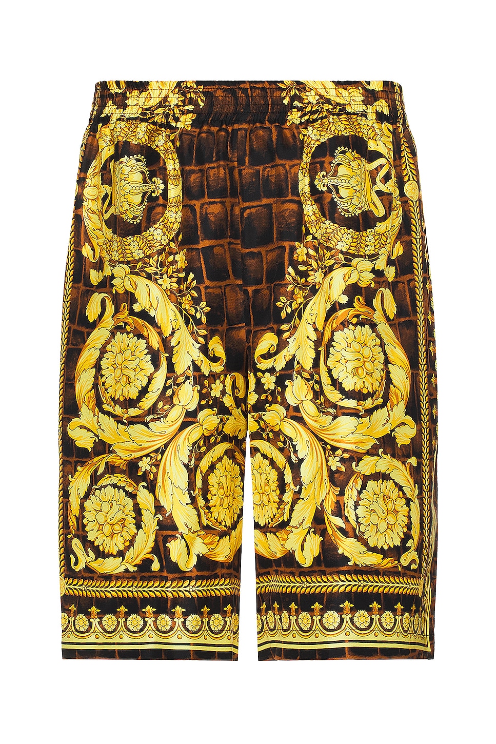 Image 1 of VERSACE Baroccodile Short in Caramel, Black & Gold
