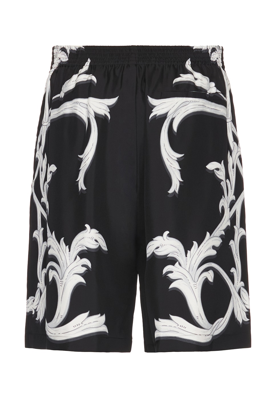 Versace Acanthus Leaves Barocco Printed Shorts In Black & Bianco