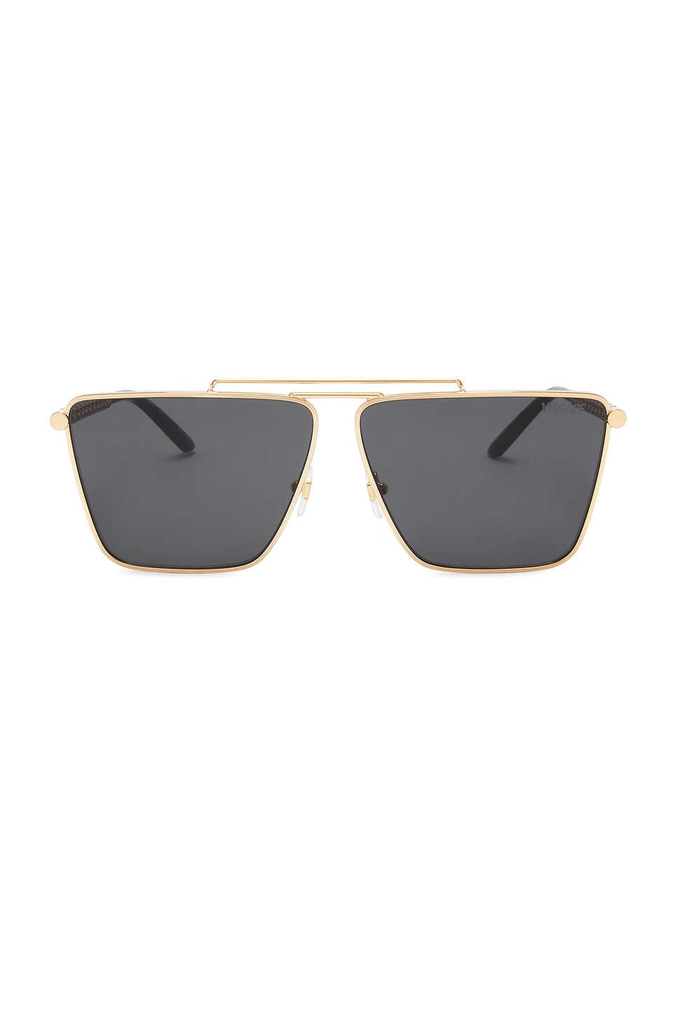 Shop Versace Tubular Greca Square Sunglasses In Gold