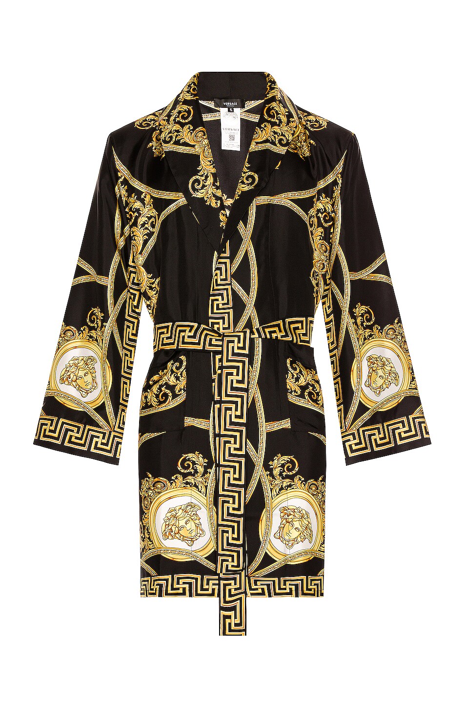 Image 1 of VERSACE Silk Twill Robe in Black & Gold