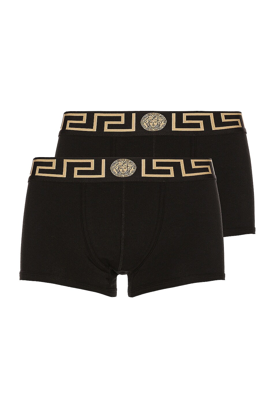 Image 1 of VERSACE Cotton Boxer Brief Two Pack in Black & Gold