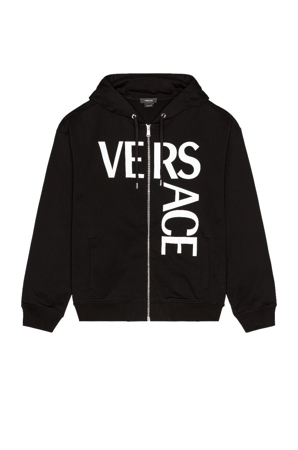 Image 1 of VERSACE Logo Zip Hoodie in Black