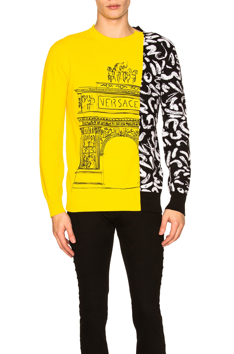 Image 1 of VERSACE Bi Color Sweatshirt in Black & Yellow