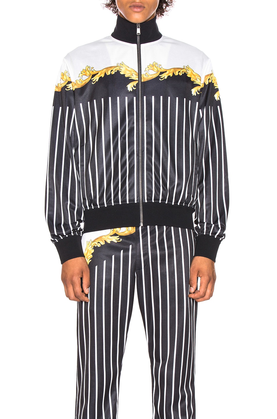 Image 1 of VERSACE Sport Track Jacket in Black & White & Gold