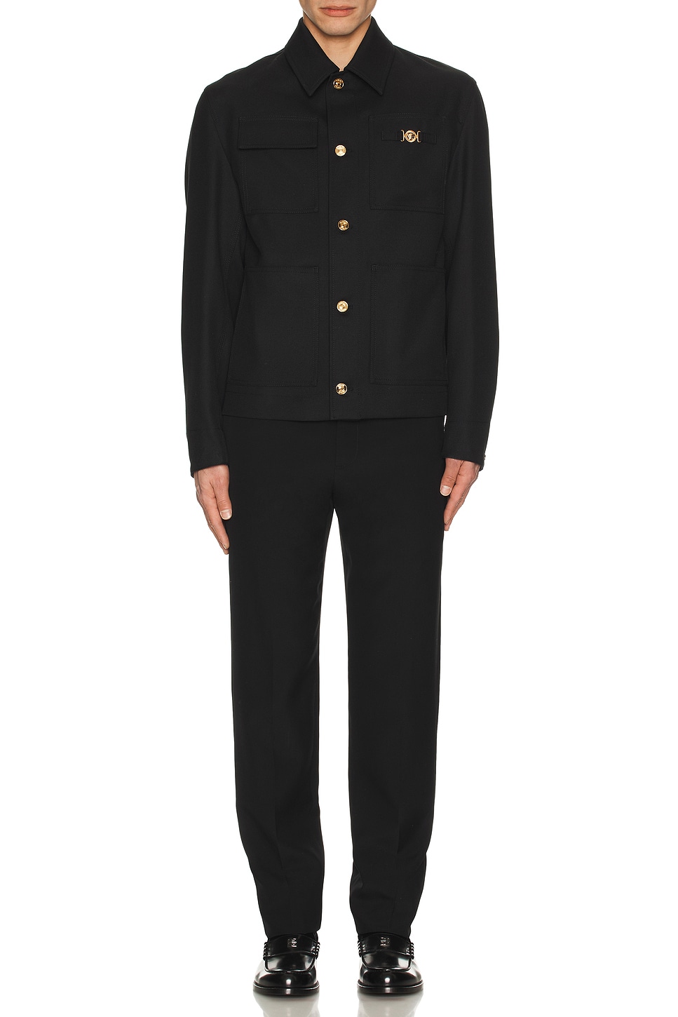 Image 1 of VERSACE Button Down Blouson in Black