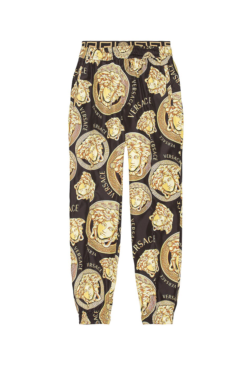 Image 1 of VERSACE Allover Print Pant in Black & Gold