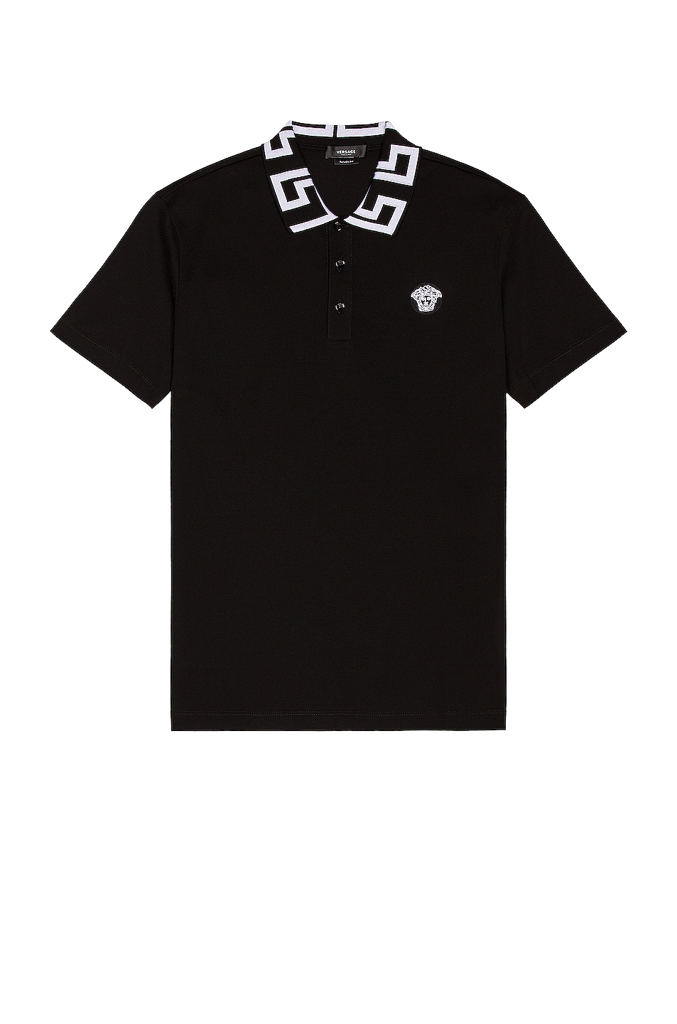 Image 1 of VERSACE Pique Cotton Polo in Black & White