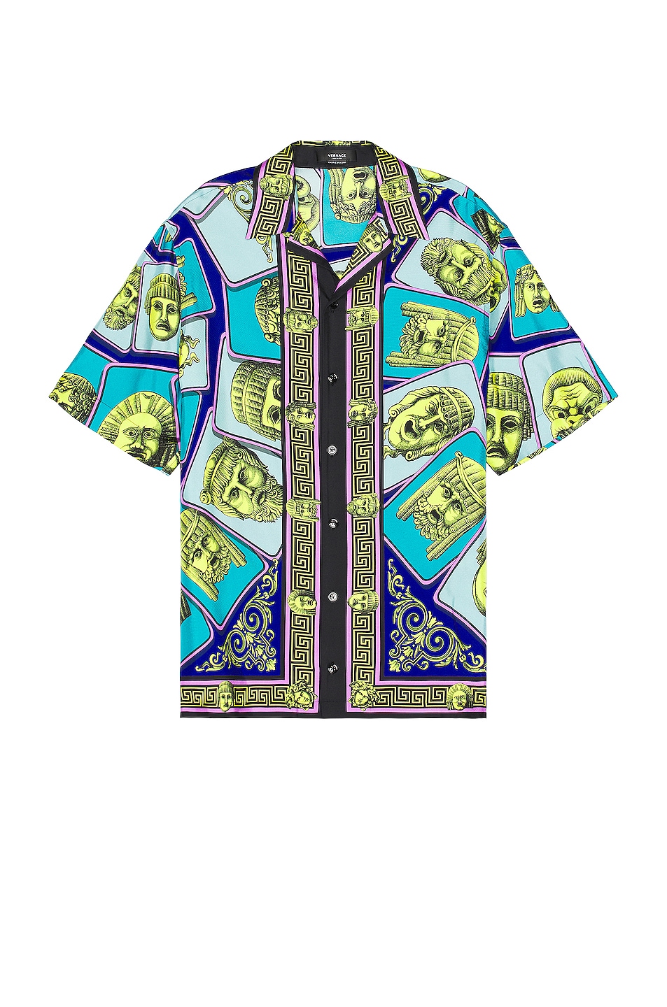 Image 1 of VERSACE Silk Shirt in Acid Green & Blue