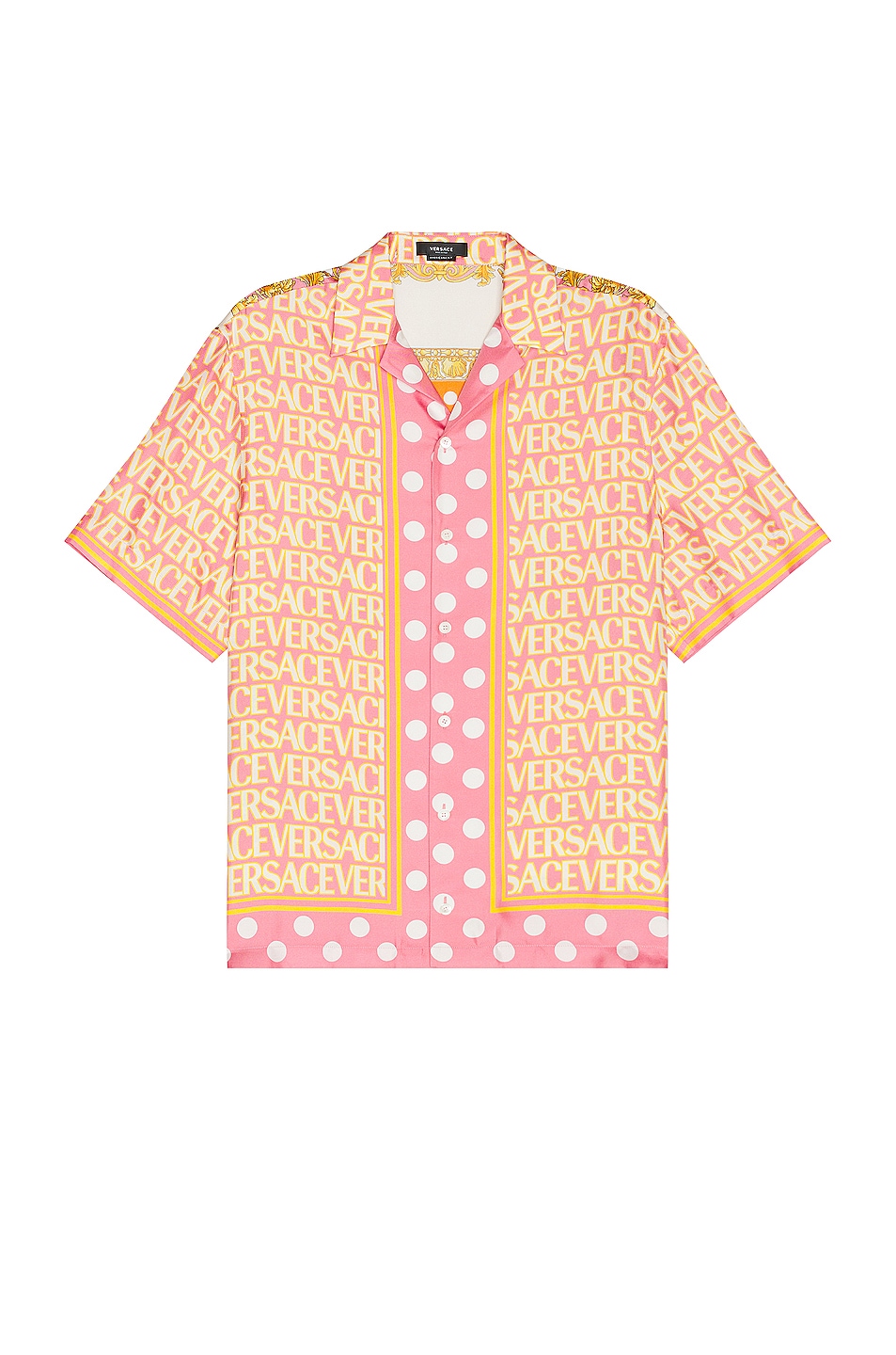 Image 1 of VERSACE Logomania Shirt in Pink & Ivory