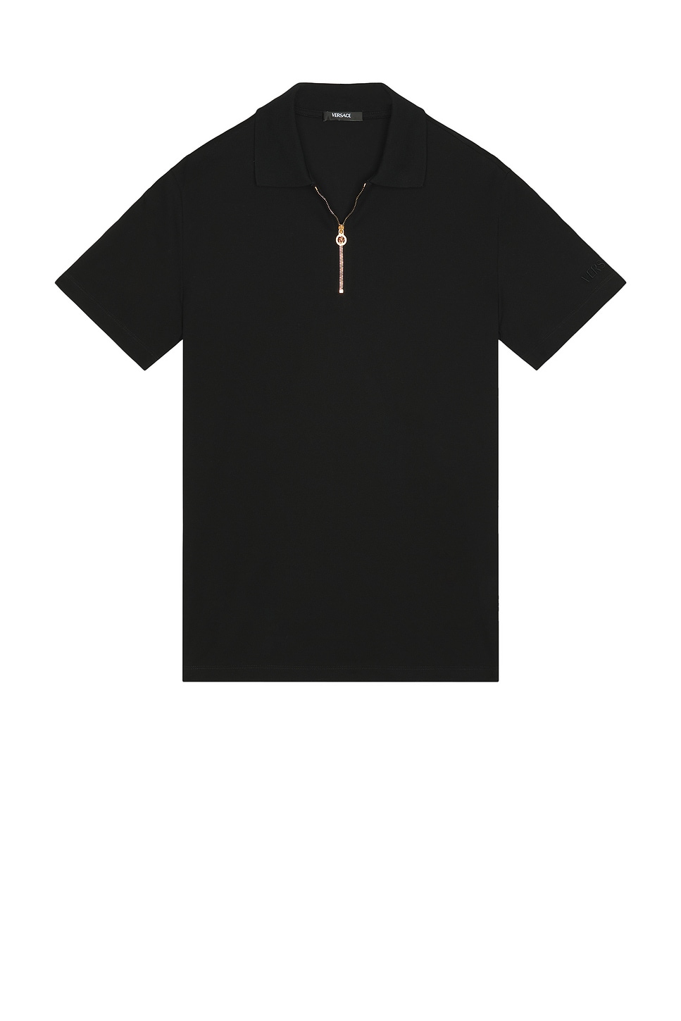 Image 1 of VERSACE Zip Polo in Black