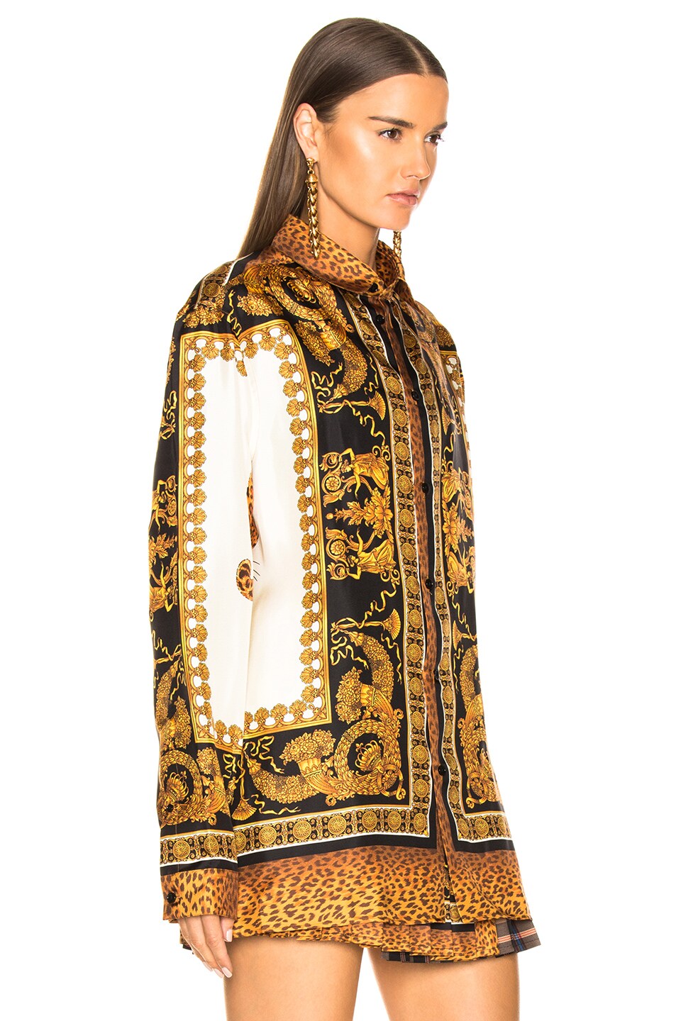 VERSACE Wild Signature Silk Shirt in Gold | FWRD