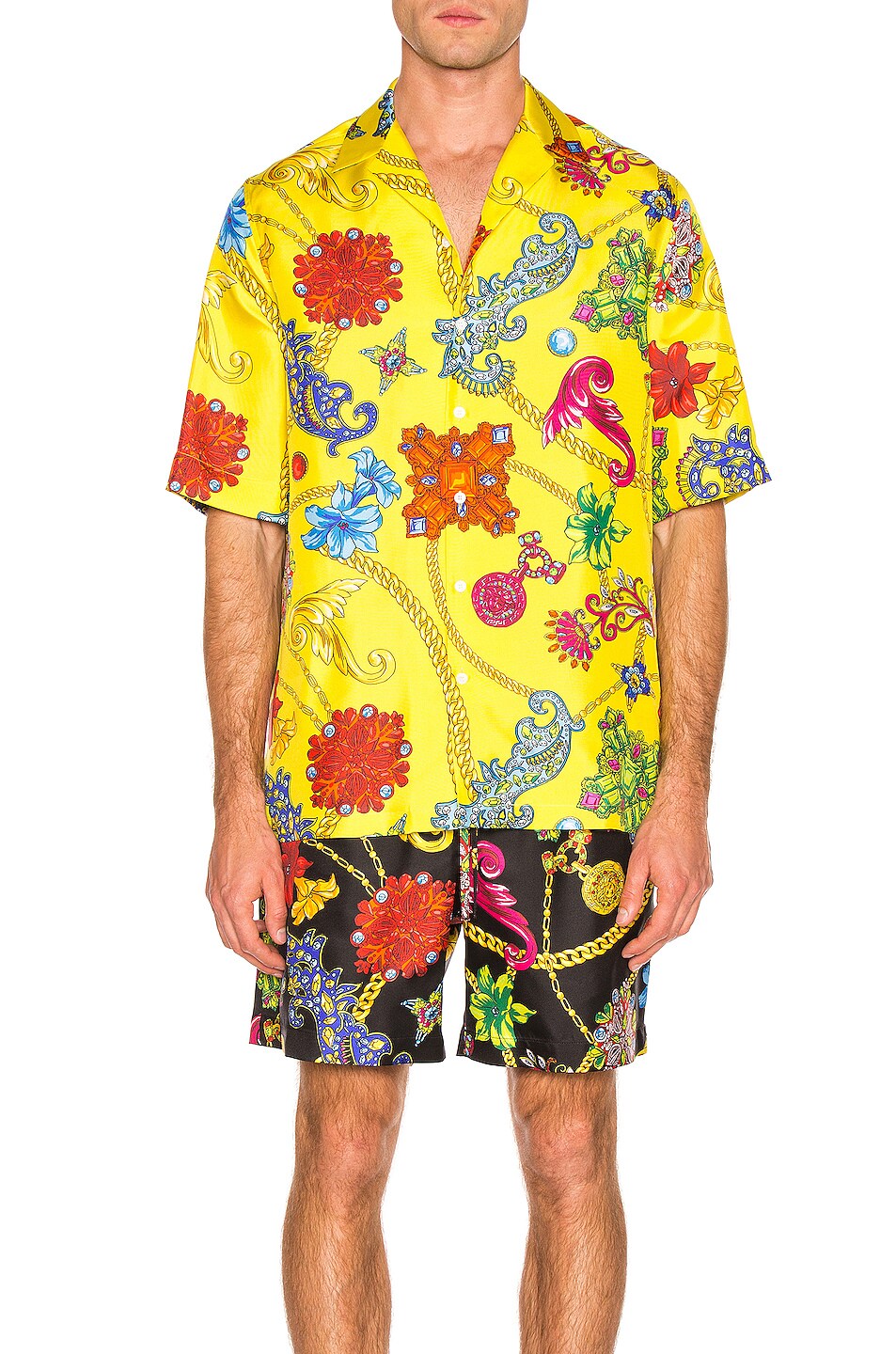 Image 1 of VERSACE Printed Shirt in Yellow & Stampa