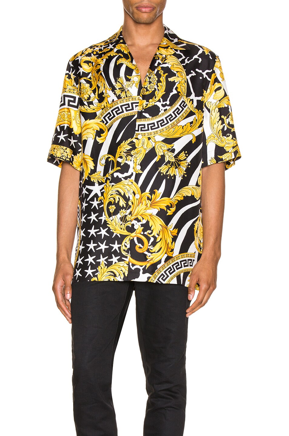 Image 1 of VERSACE Print Shirt in Black & Gold
