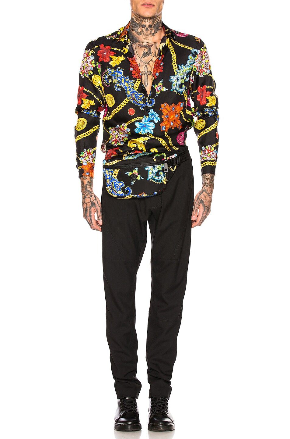 VERSACE Fanny Pack in Black & Multi FWRD