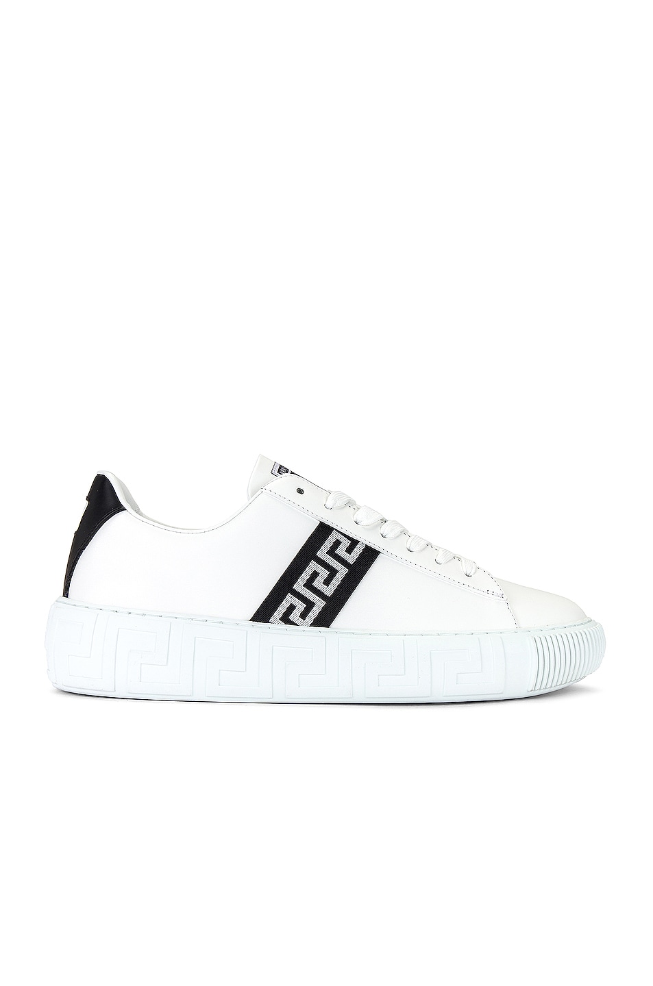 VERSACE Greca Sneaker in White & Black | FWRD