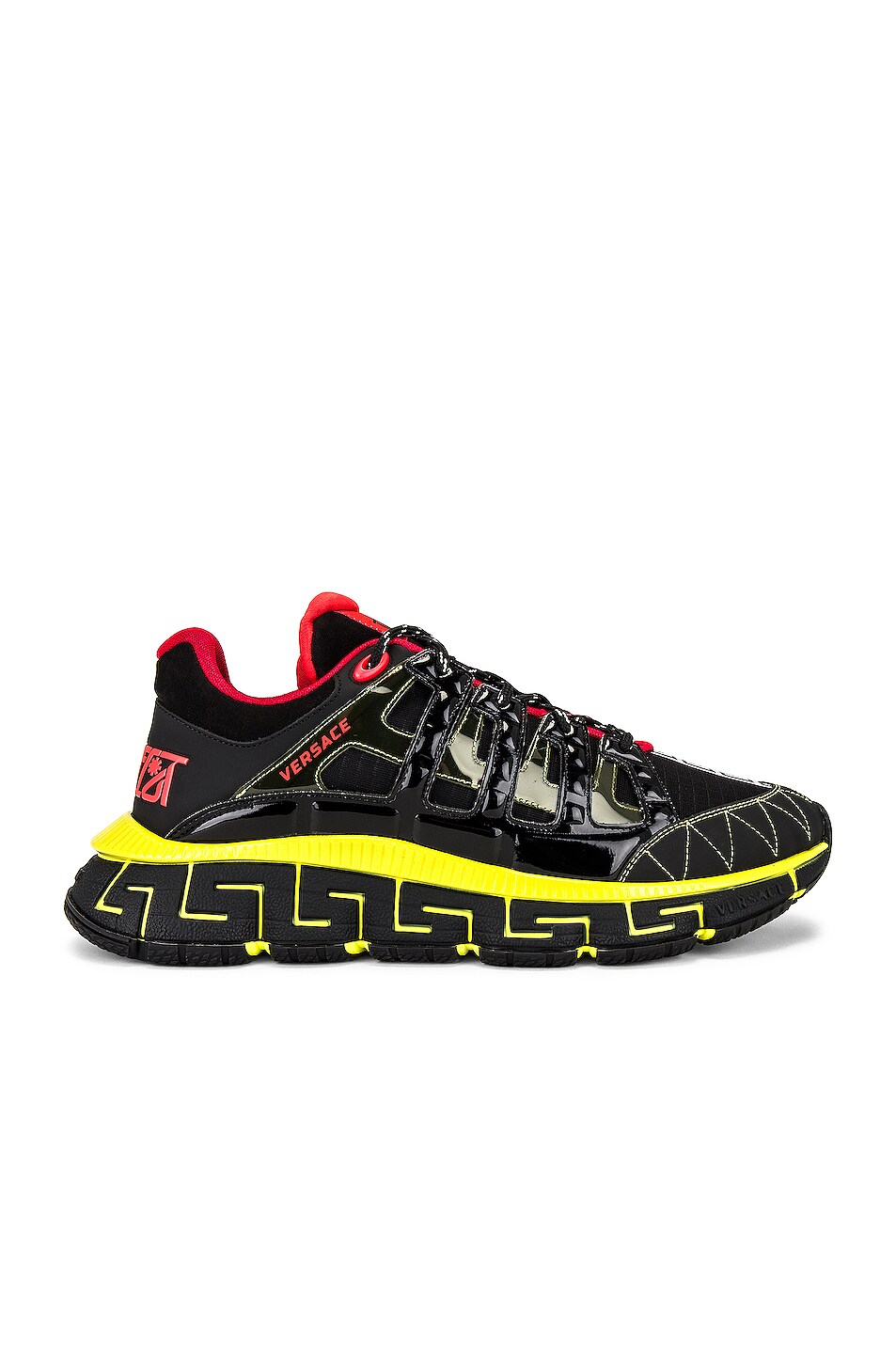 Image 1 of VERSACE Trigreca Sneaker in Black & Bright Yellow