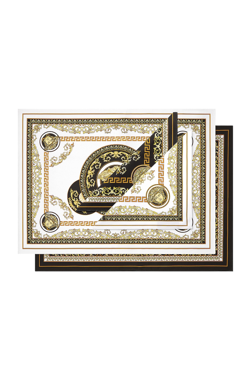 Image 1 of VERSACE Medusa Gala Placemat Set in Bianco, Oro, & Nero