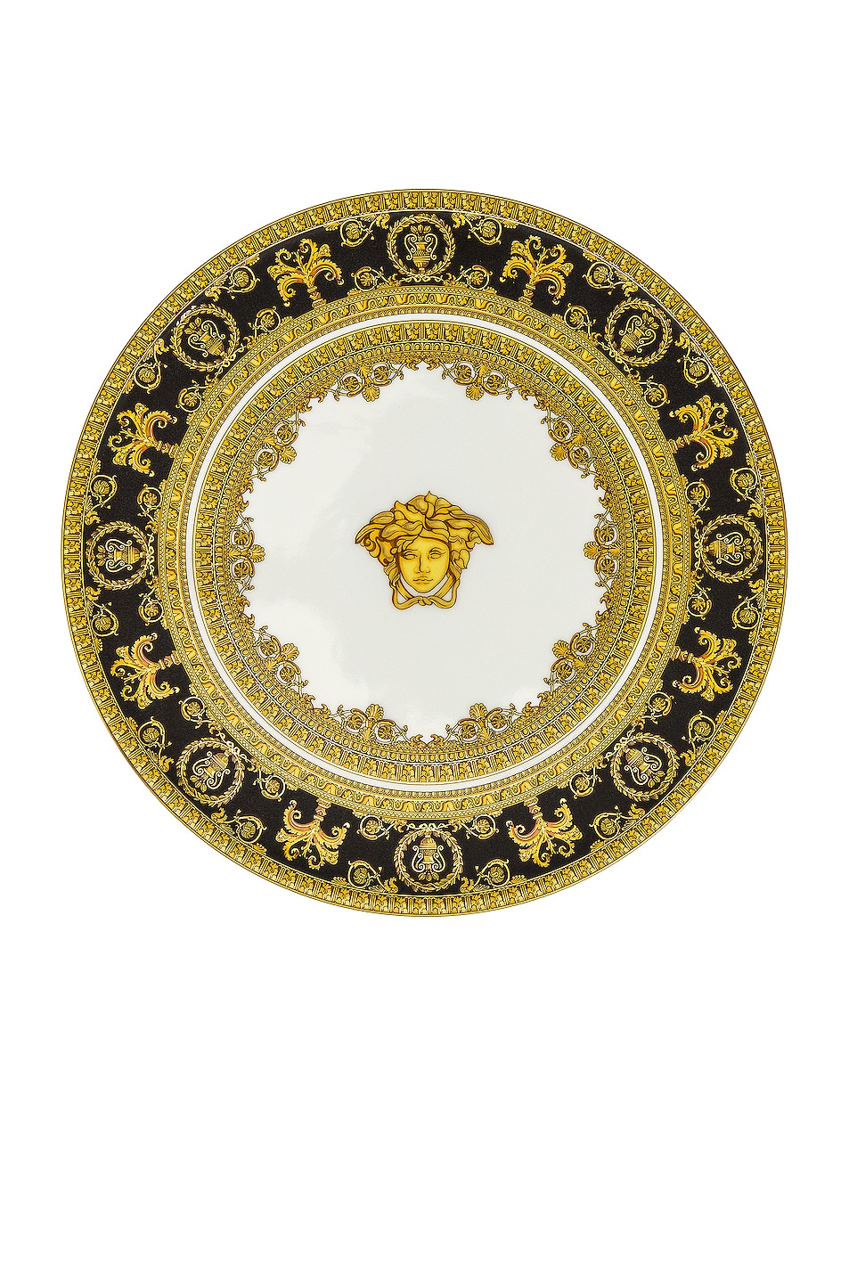 Image 1 of VERSACE I Love Baroque Footed Platter 8 1/4 Inch in Gold & White