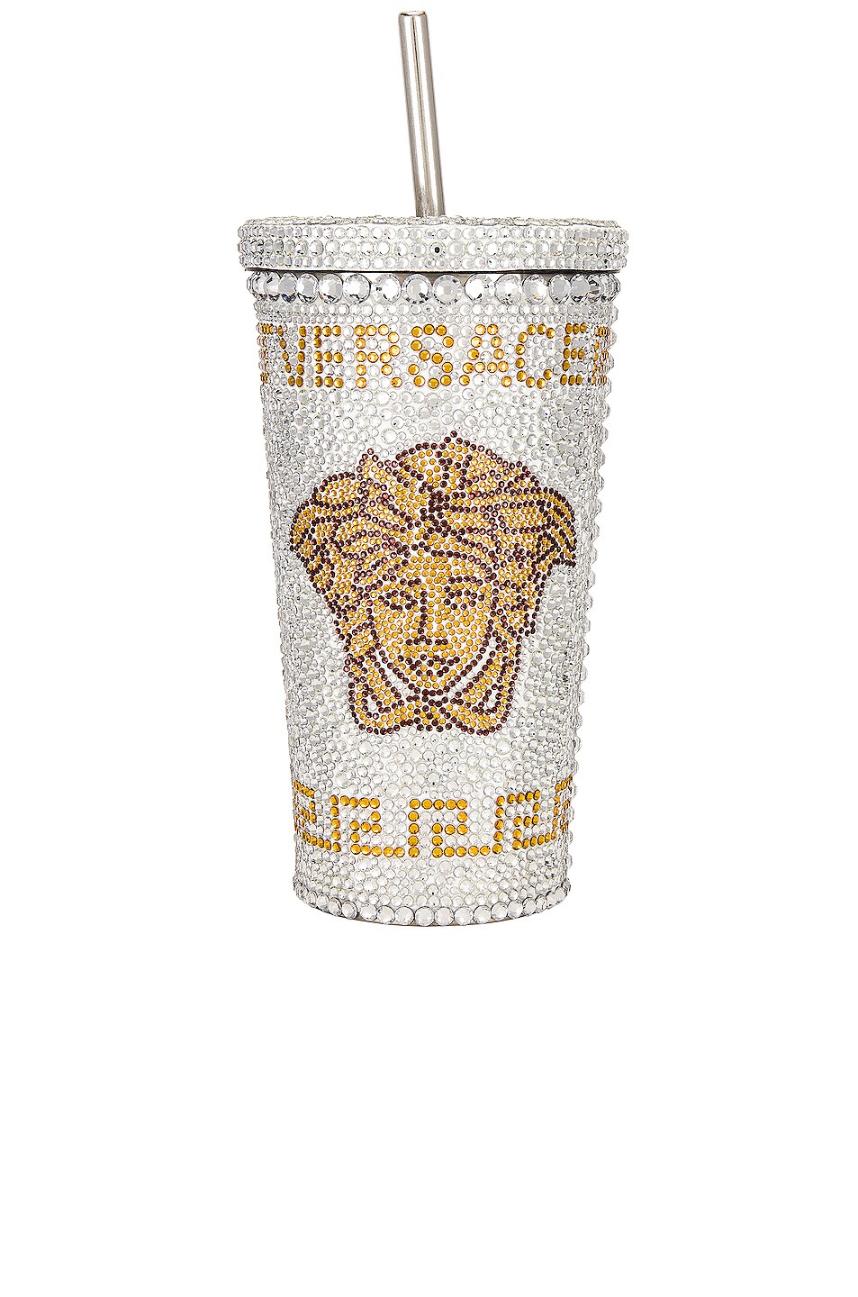 Image 1 of VERSACE Medusa Stud Travel Cup in White & Gold