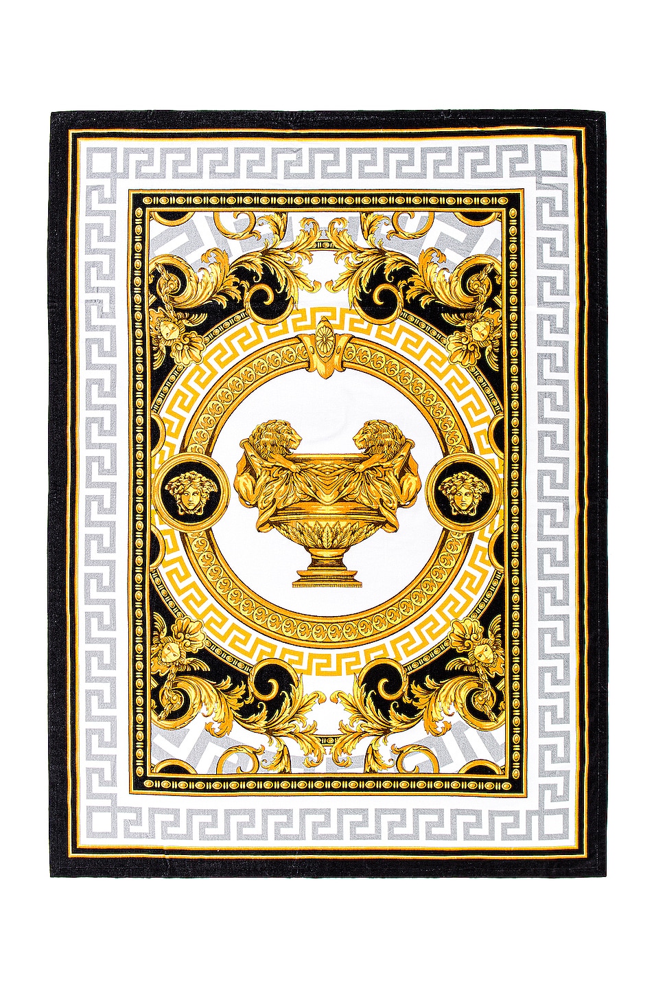 Image 1 of VERSACE La Coupe Des Dieux Beach Towel in Grey, White, & Gold