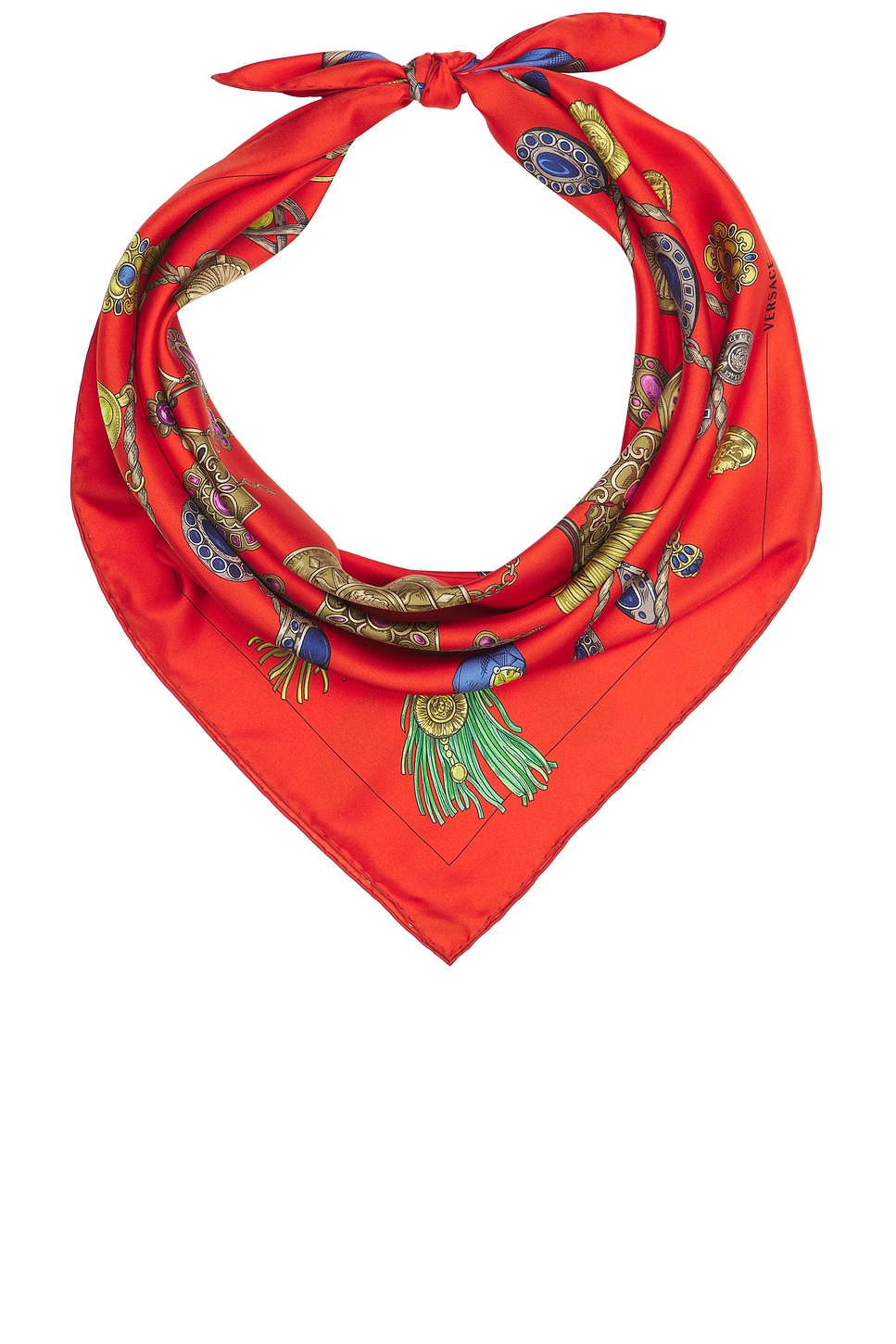 VERSACE Foulard Silk Twill Scarf in Red