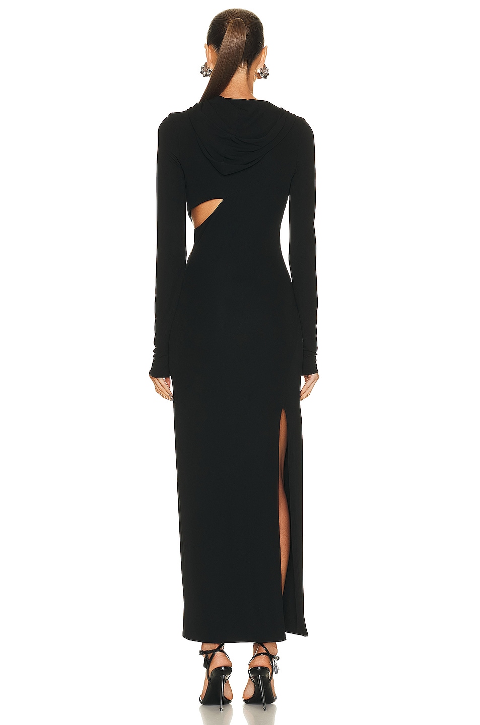 VERSACE Hooded Gown in Black | FWRD