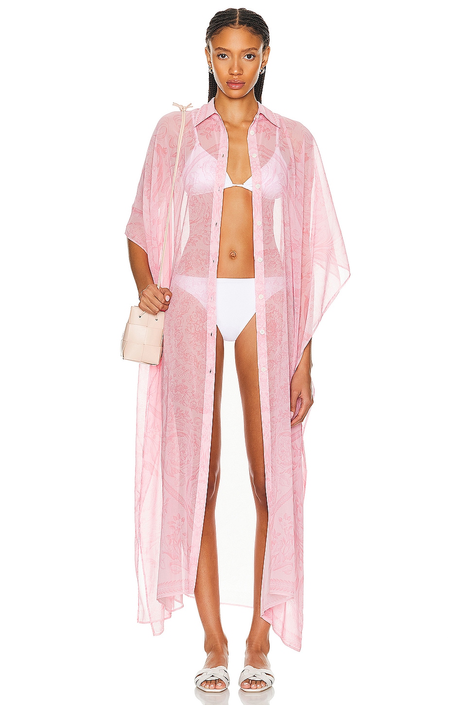 Image 1 of VERSACE Chiffon Robe Coverup Dress in Pale Pink