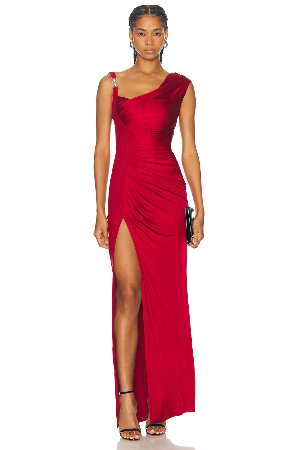 Image 1 of VERSACE Draped Gown in Lipstick Red