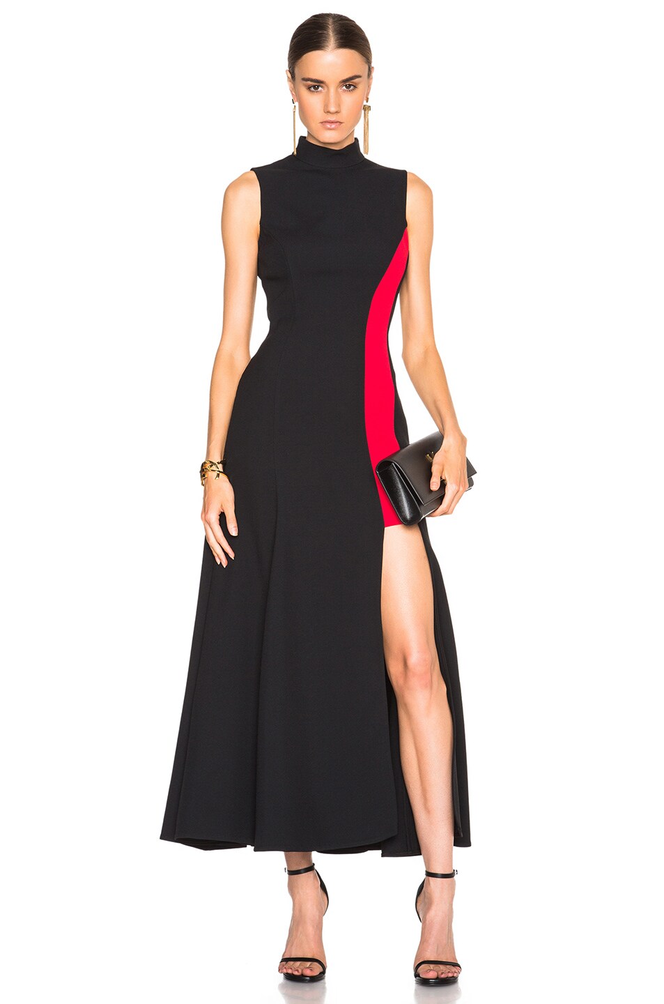 Image 1 of VERSACE Contrast Panel Dress in Black & Red