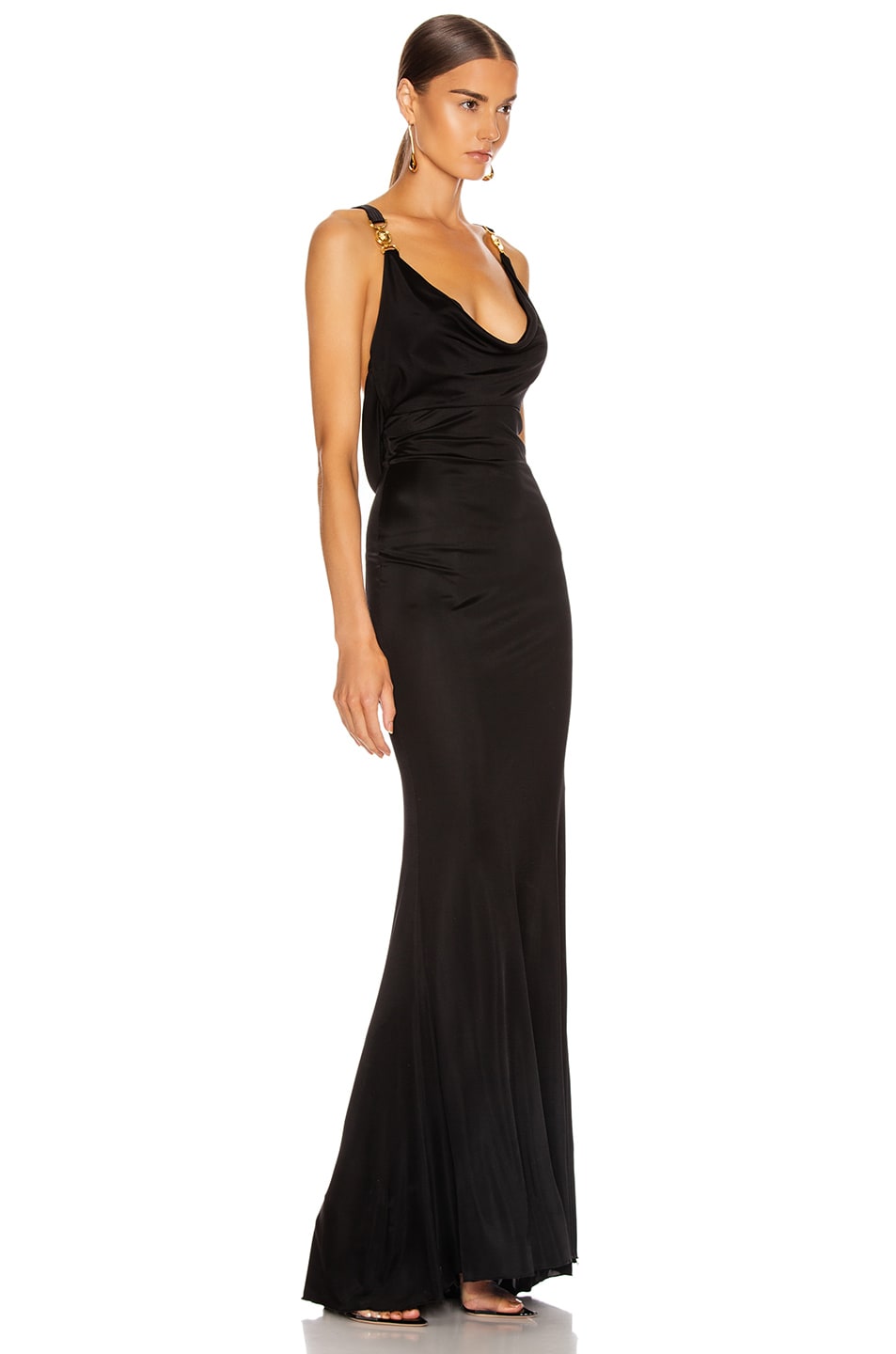 VERSACE Long Evening Gown in Black | FWRD