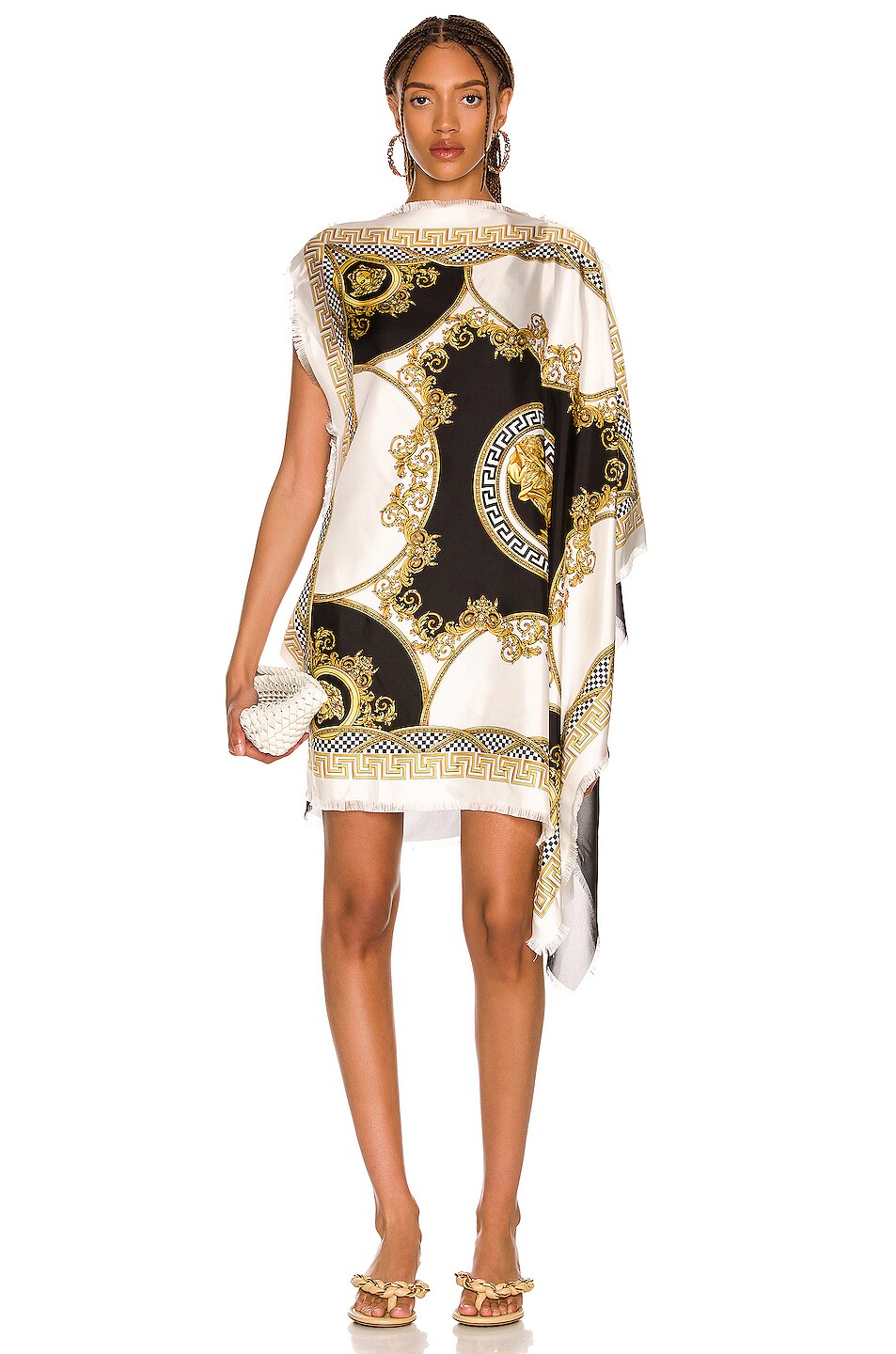 Image 1 of VERSACE Sleeveless Dress in Bianco, Oro, & Nero