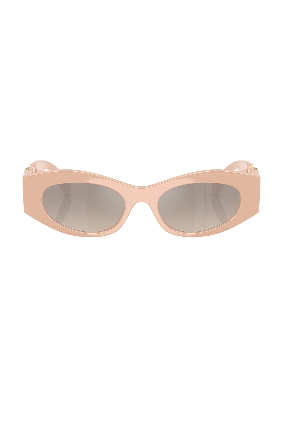 Shop Versace Oval Sunglasses In Nude