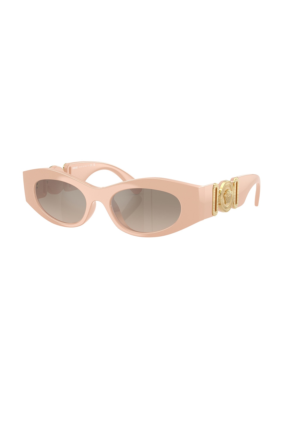 Shop Versace Oval Sunglasses In Nude